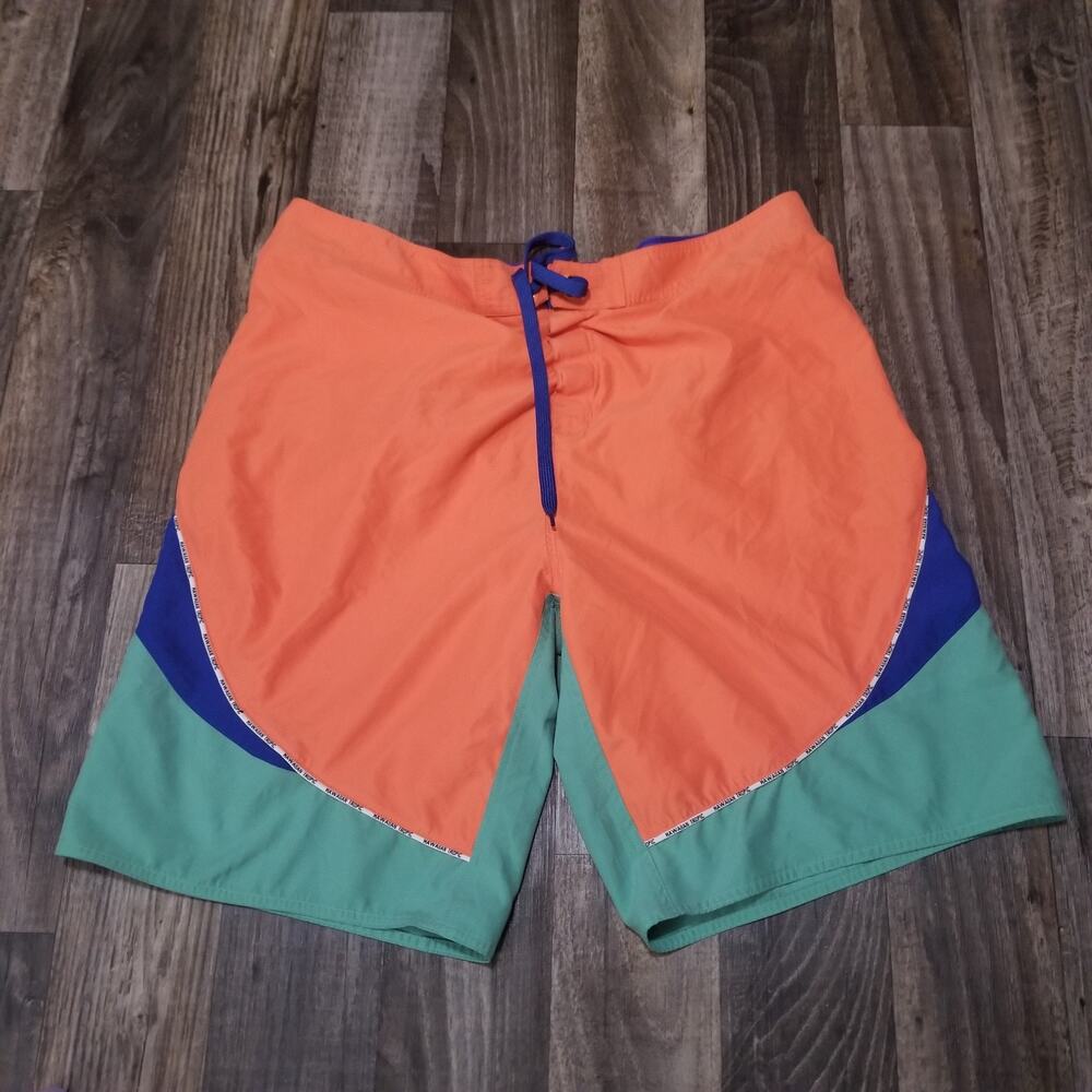 Hawaiian Tropic Swim Shorts Mens XL‎ Swim Trunks Adult Orange/Green/Blue